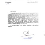 Lettre de l'Ambassadeur de France au Pérou.